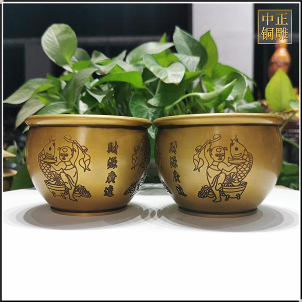 財源滾滾銅缸擺件